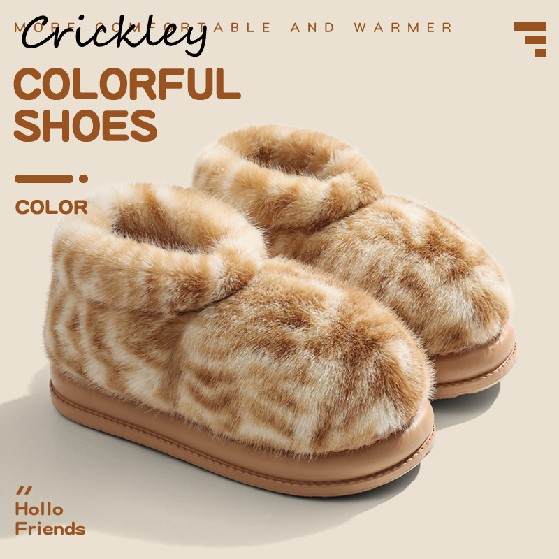 Women Shoes Boots - Damskie kapcie z nadrukiem zwierzęcym, zimowe,