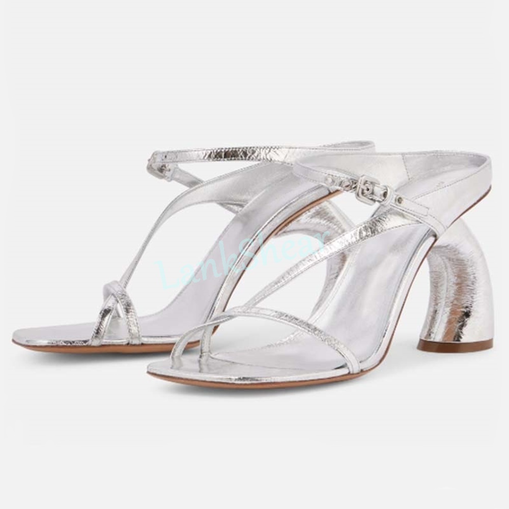 Women'S Shoes Paris - Sandały na nietypowym wysokim obcasie ze
