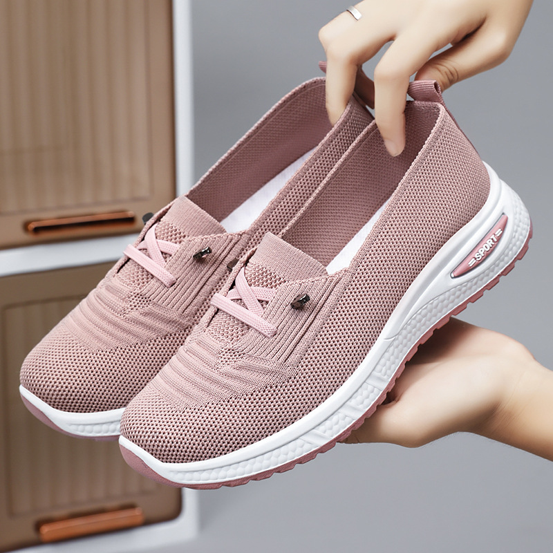 Women Shoes Qc - Damskie oddychające wsuwane sneakersy z dzianiny